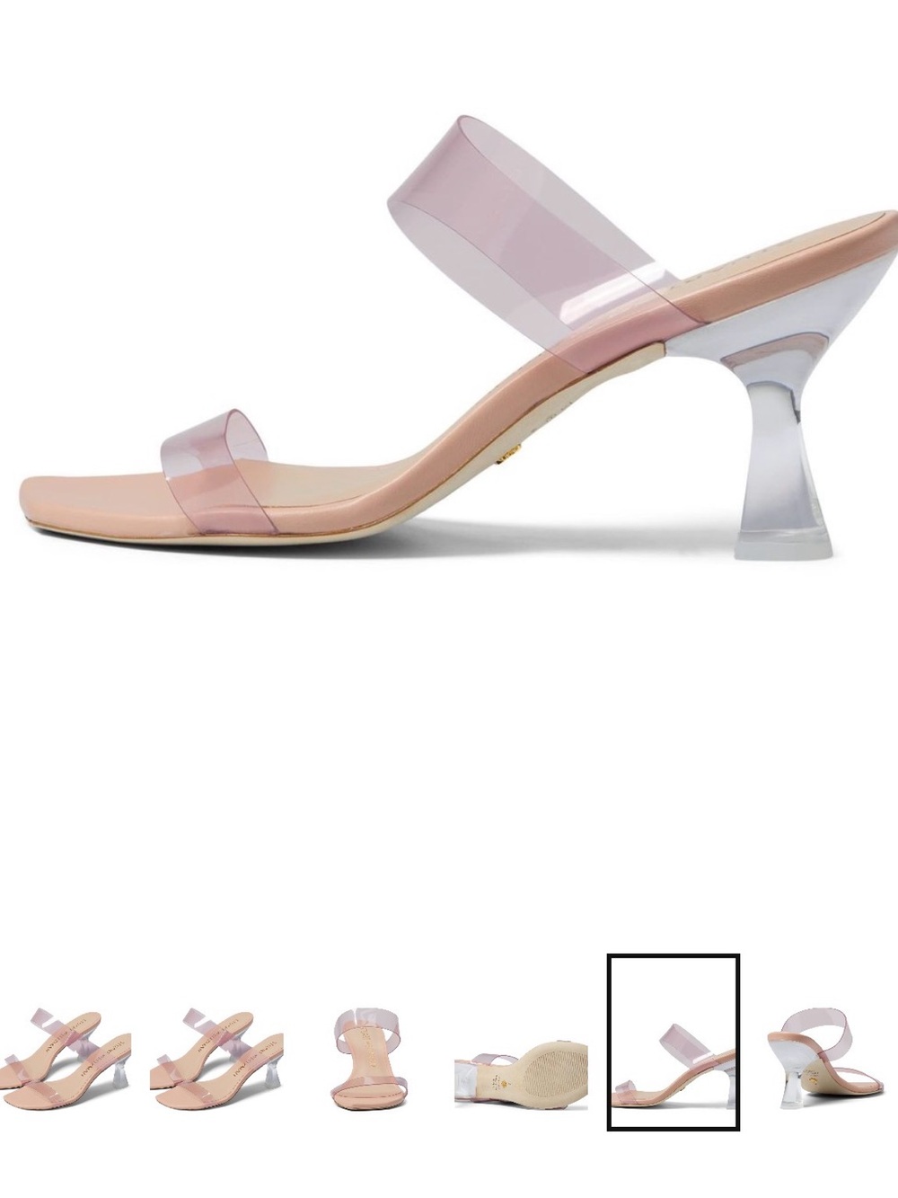 NWT Stuart Weitzman Pink Transparent Two‑Band Mules (original price $480) - Picture 2 of 11